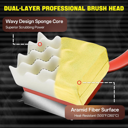 Grill Brush Bristle Free, Steam Grill Cleaning Brush with Detachable & Dishwash-Safe Brush-Head, Ergonomic Comfort Grip for Cast Iron/Stainless-Steel Grates, Safe Barbecue Grill Cleaner