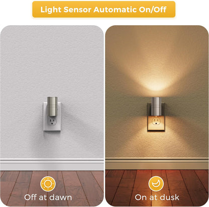 L LOHAS LED Night Light Plug in, Night Lights Plug into Wall, Light Sensor, 0-100LM Soft White 3000K, Dimmable Night Light, Modern Nightlight for Kids Bathroom Hallway Bedroom Kitchen Stairway, 2 Pack