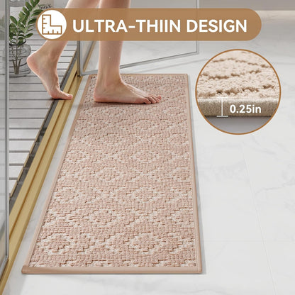 YDKGL Bathroom Rugs Non Slip, Super Absorbent Quick Dry Bath Mats for Bathroom, Foam Weave Texture Thin Bath Rugs Washable with Rubber Backing Fit Under Door Outside Shower,16" x 24“
