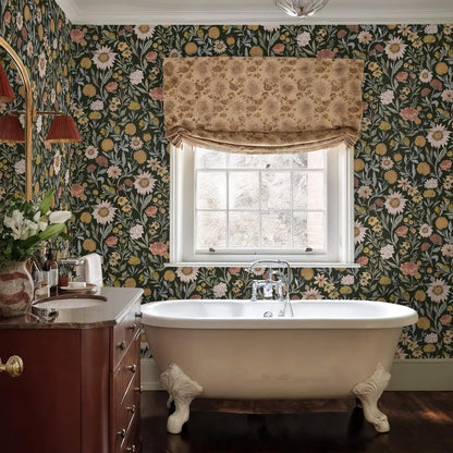 Dimoon 17.3''x78.7'' Peel and Stick Wallpaper Floral Cute Contact Paper Vintage Village Country Cottage Wallpaper Farmhouse Yellow Beige Renter Friendly Geometry Waterproof Embossed Kitchen Bedroom