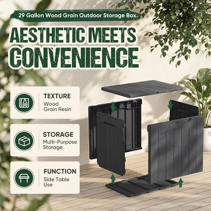 Devoko 100 Gallon Waterproof Large Resin Deck Box Indoor Outdoor Lockable Storage Container for Patio Furniture Cushions Garden Tools (100 Gallon, Black)