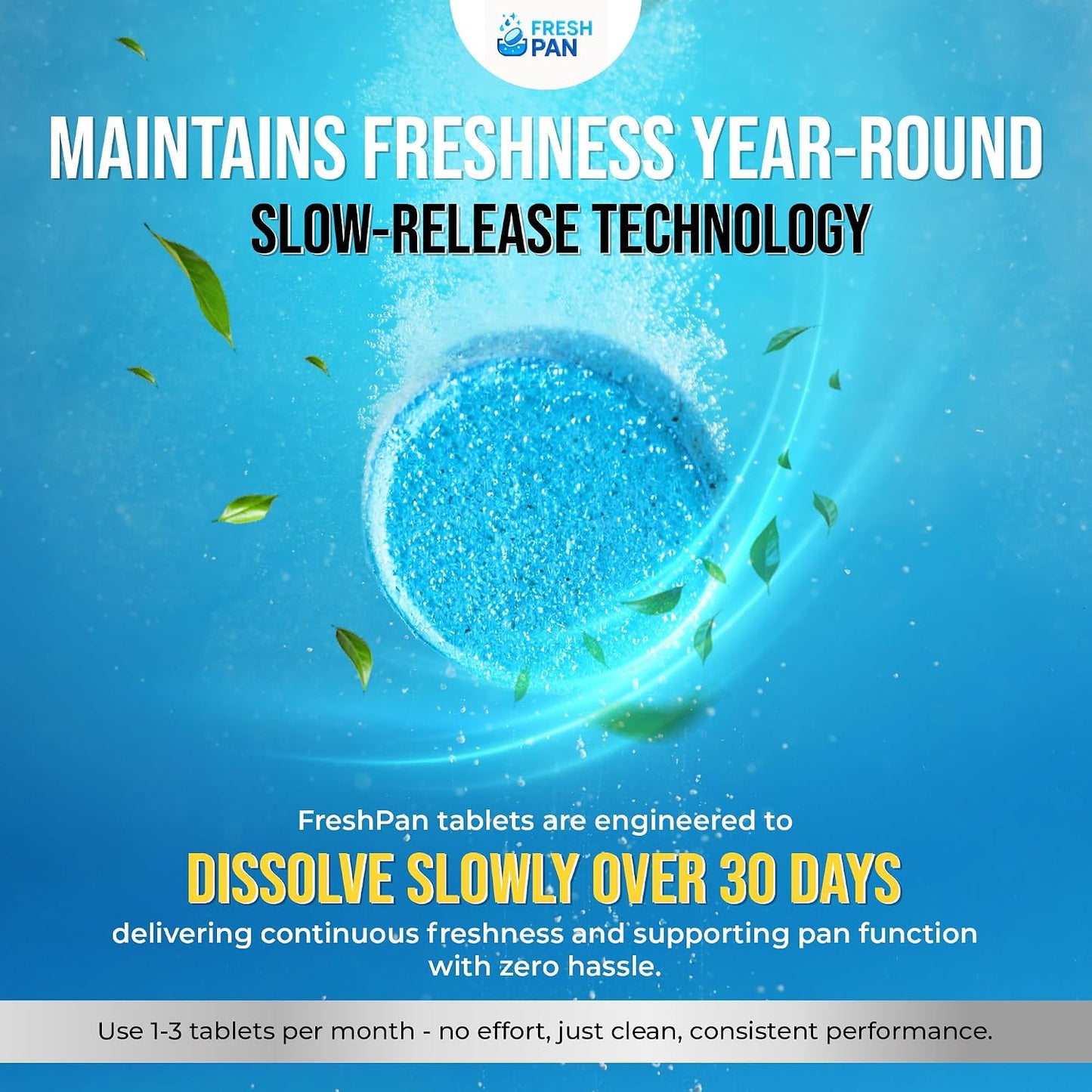 FreshPan AC Drain Pan Tablets (100-pack) | 4 Year Supply of Slow Release AC Condensate Pan Tablets for Clean, Fresh Flow