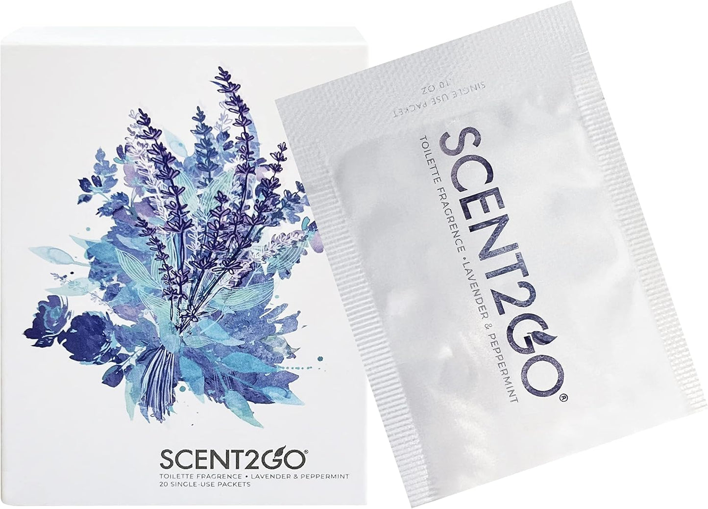 Scent2Go Toilet Odor Eliminator Powder – Before-You-Go Bathroom Deodorizer – Travel Size Single-Use Packets – No Spray, No Bottle, No Leak – TSA-Friendly, Plant-Based – Lemon + Mint, 20 Count