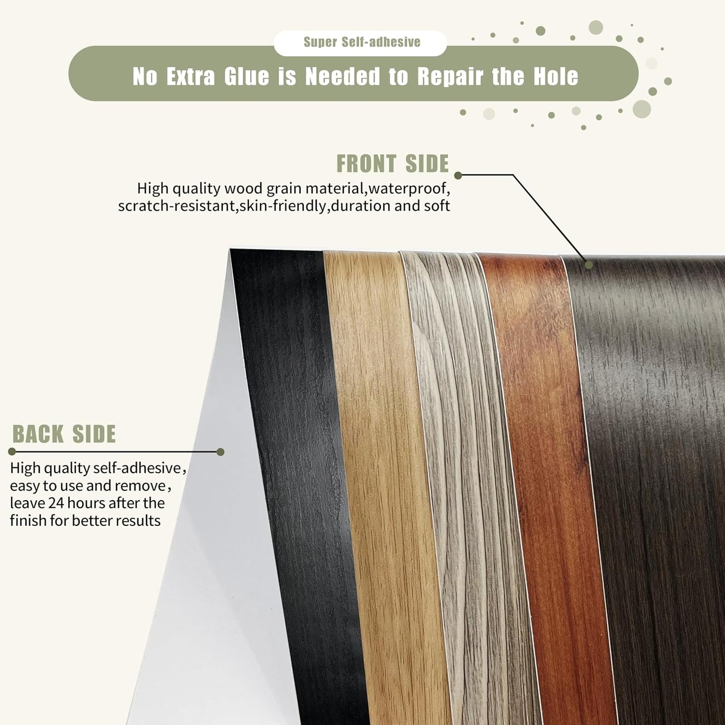Besezx Wood Grain Repair Tape, 2.4" X15', Self Adhesive Wood Grain Repair Patch for Tables, Chairs, Baseboards, Doors, Windows, Floors, All Kinds of Furniture Renovation, Handicraft DIY. (Natural oak)