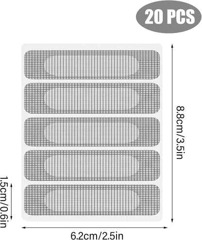 100Pcs Gray Self-Adhesive Window Screen Repair Tape Patch Kit, Breathable Mesh Patches for Window, Door, Drain Holes