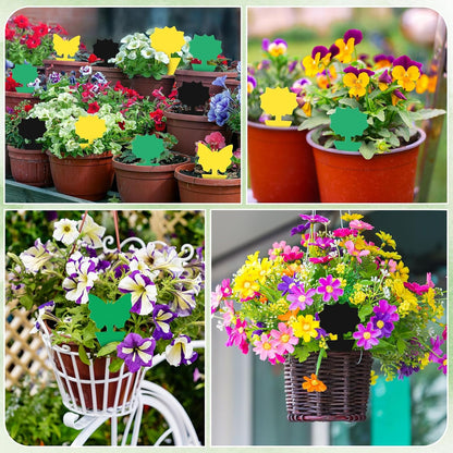 120 Pack Fruit Fly Traps Fungus Gnat Sticky Traps Yellow Black Green Plant Fly Stickers Double Side with Shovel for Indoor Outdoor Kitchen Garden Houseplant Flying Bug Insect (Flower)