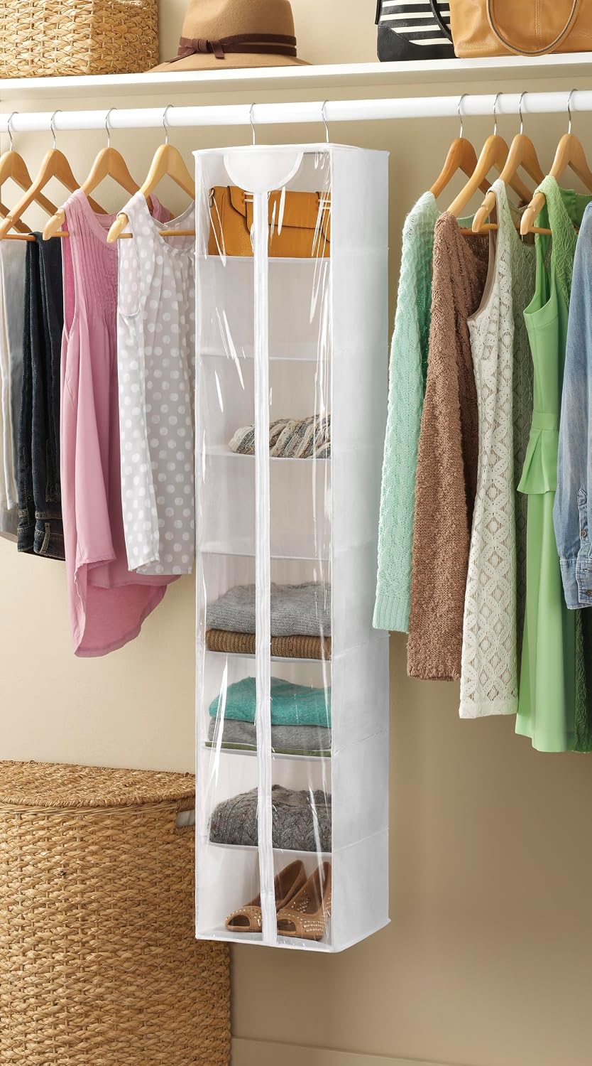 Whitmor 5 Section Closet Organizer - Hanging Shelves with Sturdy Metal Frame