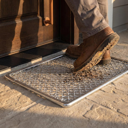 YARNOW Metal Outdoor Door Mat: Entrance Mud Scraper Mat - Welcome Floor Doormat Heavy Duty Non Slip for Boots for Patio, Garden, and Back Door