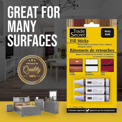 Wood Scratch Repair Fill Stick for Light Surfaces (Set of 3), Great for Touch-Ups and Repairs on Hardwoods Floors, Furniture, Cabinets and Plastic Surfaces.