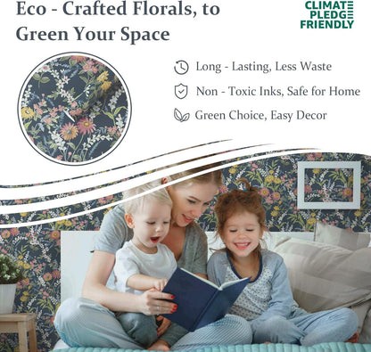 Dimoon 17.3" X 78.7" Peel and Stick Wallpaper Floral Contact Paper Boho Beige White Renter Friendly Natural Wall Paper Waterproof Removable Self Adhesive Wallpaper for Bedroom Livingroom Vinyl Roll