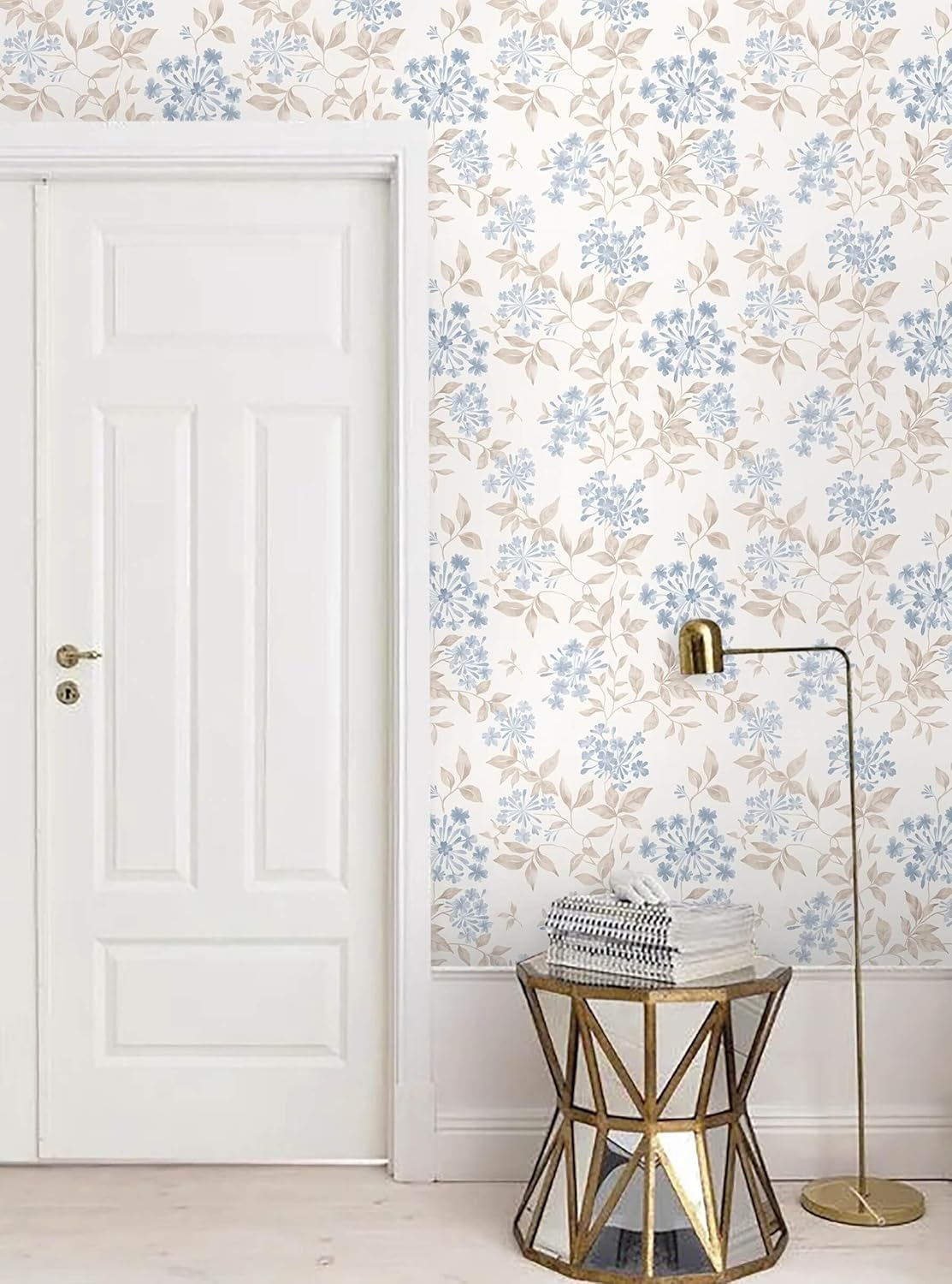 Heroad Peel and Stick Wallpaper Boho Beige Contact Paper Floral Wall Paper Removable Self Adhesive Wallpaper for Cabinet Bedroom Living Room Entryway Walls Bathroom Waterproof Vinyl Roll 17.3''x78.7''
