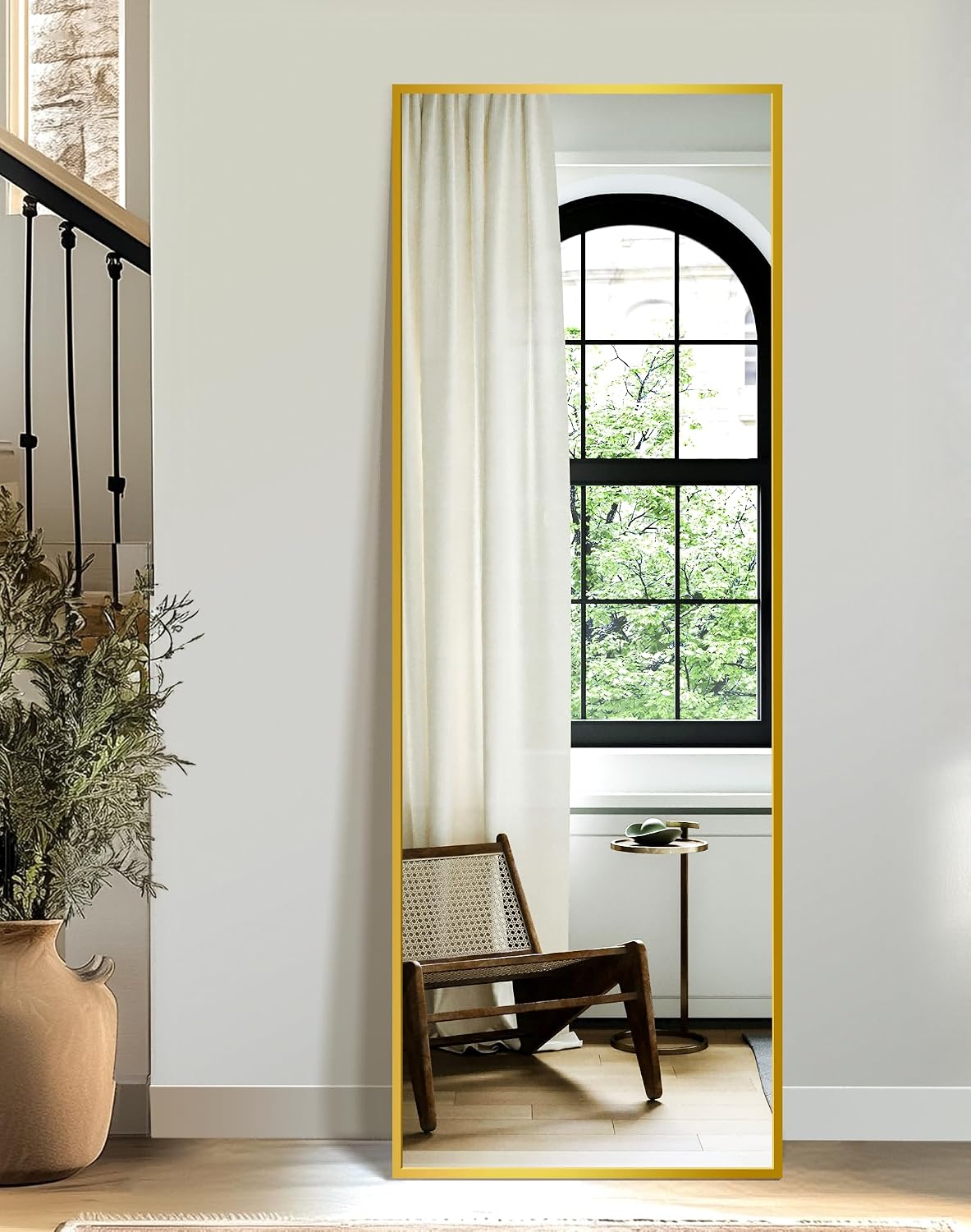 TRAHOME Full Length Floor Mirror 56"x15", Standing Mirror with Aluminum Frame, Large Body Mirror for Bedroom, Living Room and Bathroom, Black