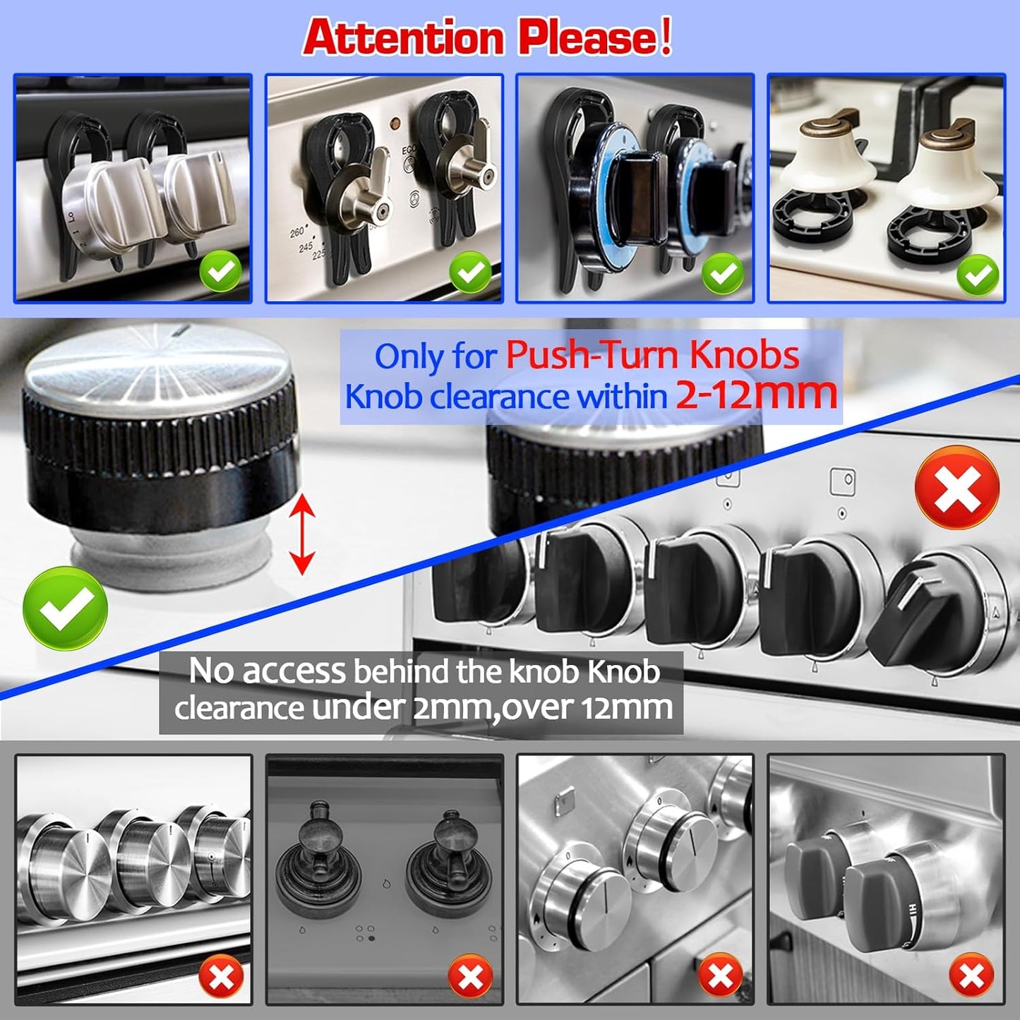 Gas Stove Knob Locks, Stove Knob Safety Covers for Child, Prevent Kids Pets from Turning on Stoves - Black-5 Pack