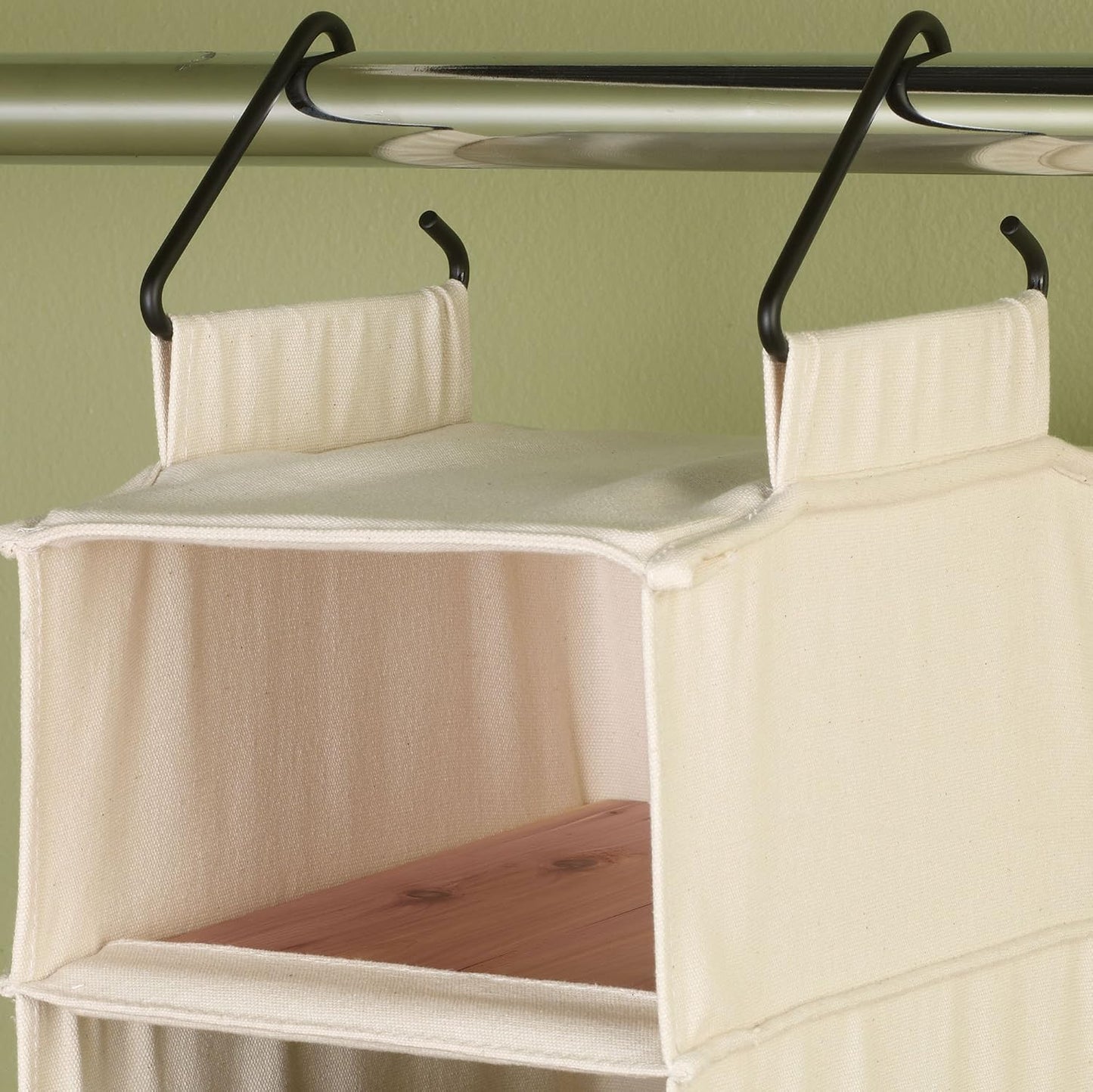 Household Essentials Cedarline 6‑Shelf Hanging Closet Organizer in Heavy‑Duty Cotton Canvas, Cream