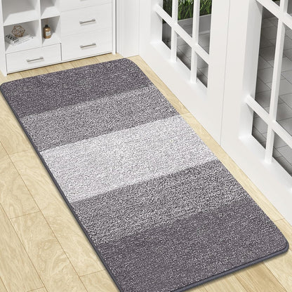 Kitinjoy Indoor Outdoor Door Mat, 32x20 Non-Slip Absorbent Dirt Trapper, Low-Profile Washable Inside Entrance Front Floor Mat, Sturdy Soft Entry Doormats for Entryway, Grey