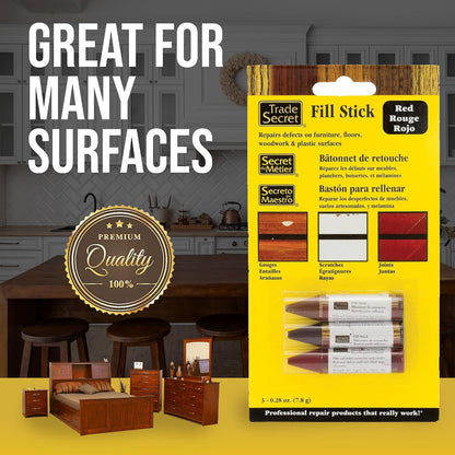 Wood Scratch Repair Fill Stick for Light Surfaces (Set of 3), Great for Touch-Ups and Repairs on Hardwoods Floors, Furniture, Cabinets and Plastic Surfaces.