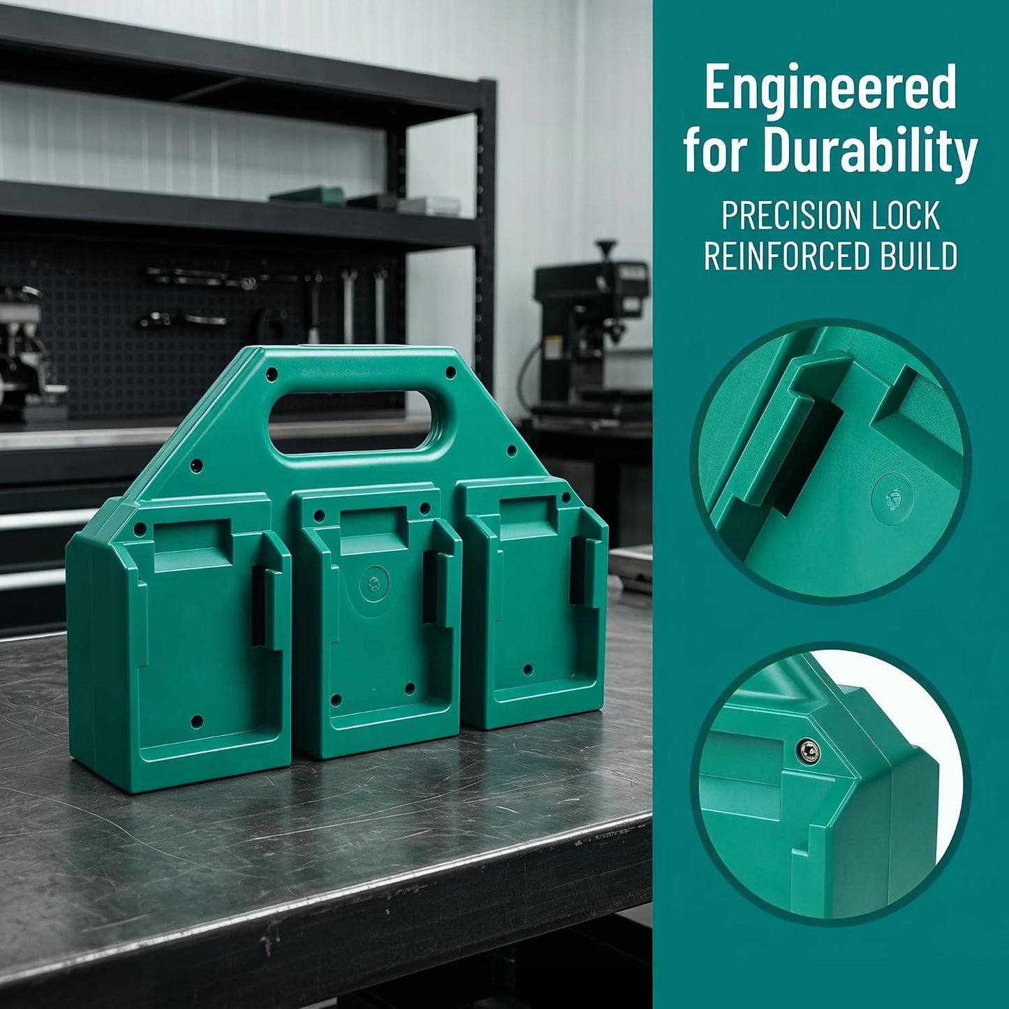 6-Slot Battery Carrying Holder for Makita 18V & 14.4V, Batteries Tool Case Storage Organizer Rack for Makita, Portable and Rugged Battery Caddy with Handle for Jobsite and Mount Bag Use