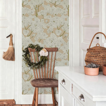 JiffDiff Tree Wallpaper Peel and Stick Jungle Wall Paper Forest Mural Stick on Wallpaper Modern Waterproof Self Adhesive Contact Paper (17.3" x 120" Cream)