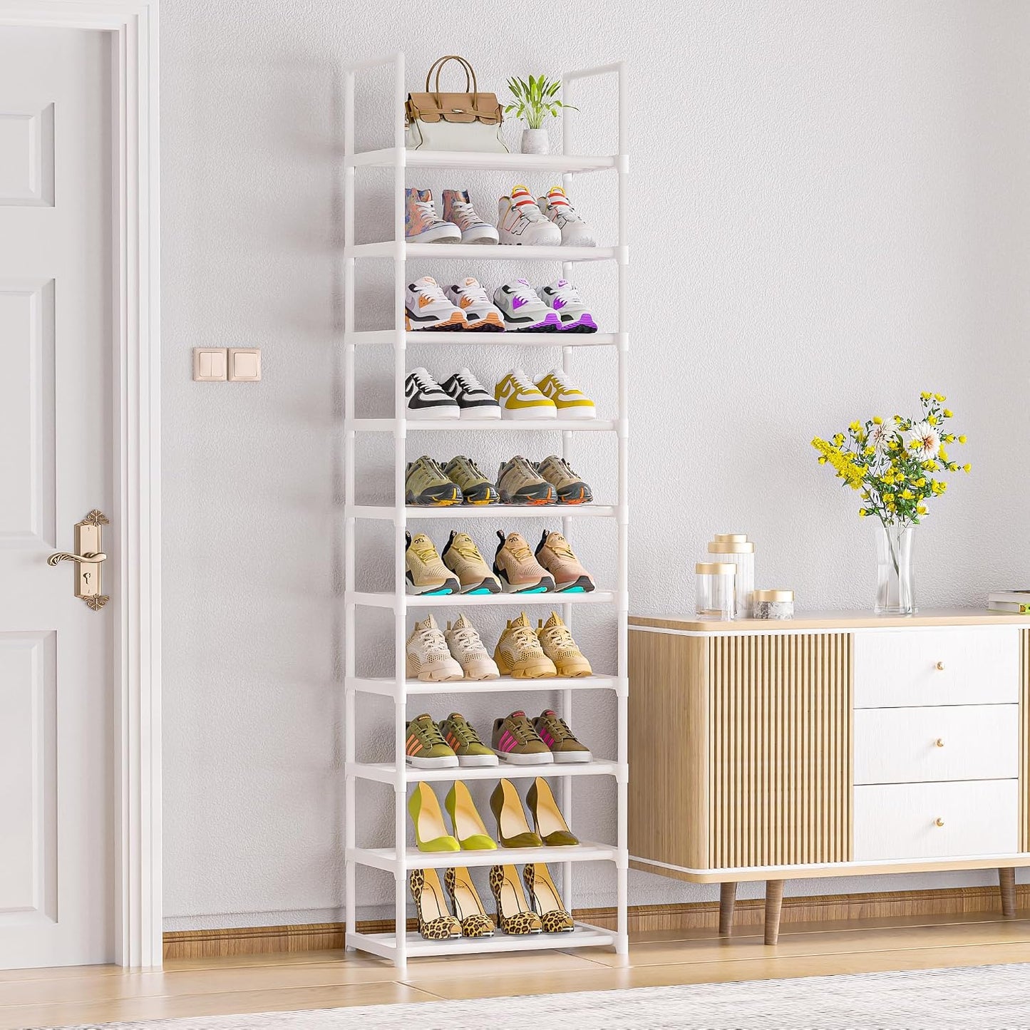 OYREL Sturdy Metal Organizer for Narrow Closets, Shoe Shelf Stand