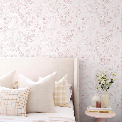 Ismoon Peel and Stick Wallpaper Floral Vintage Stick on Wall Paper Beige French Textured Contact Paper for Cabinet Removable Self Adhesive Wallpaper Vinyl Roll Shelf Deco, 17.3x78.7in