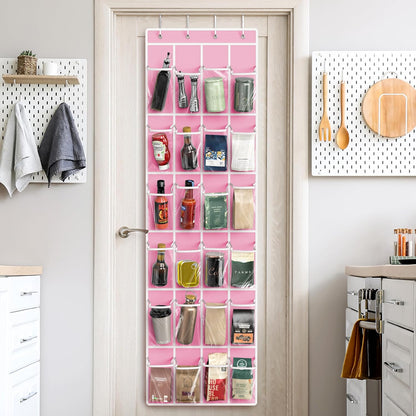 Simple Houseware 24 Pockets - Crystal Clear Over The Door Hanging Shoe Organizer, Gray (64'' x 19'')