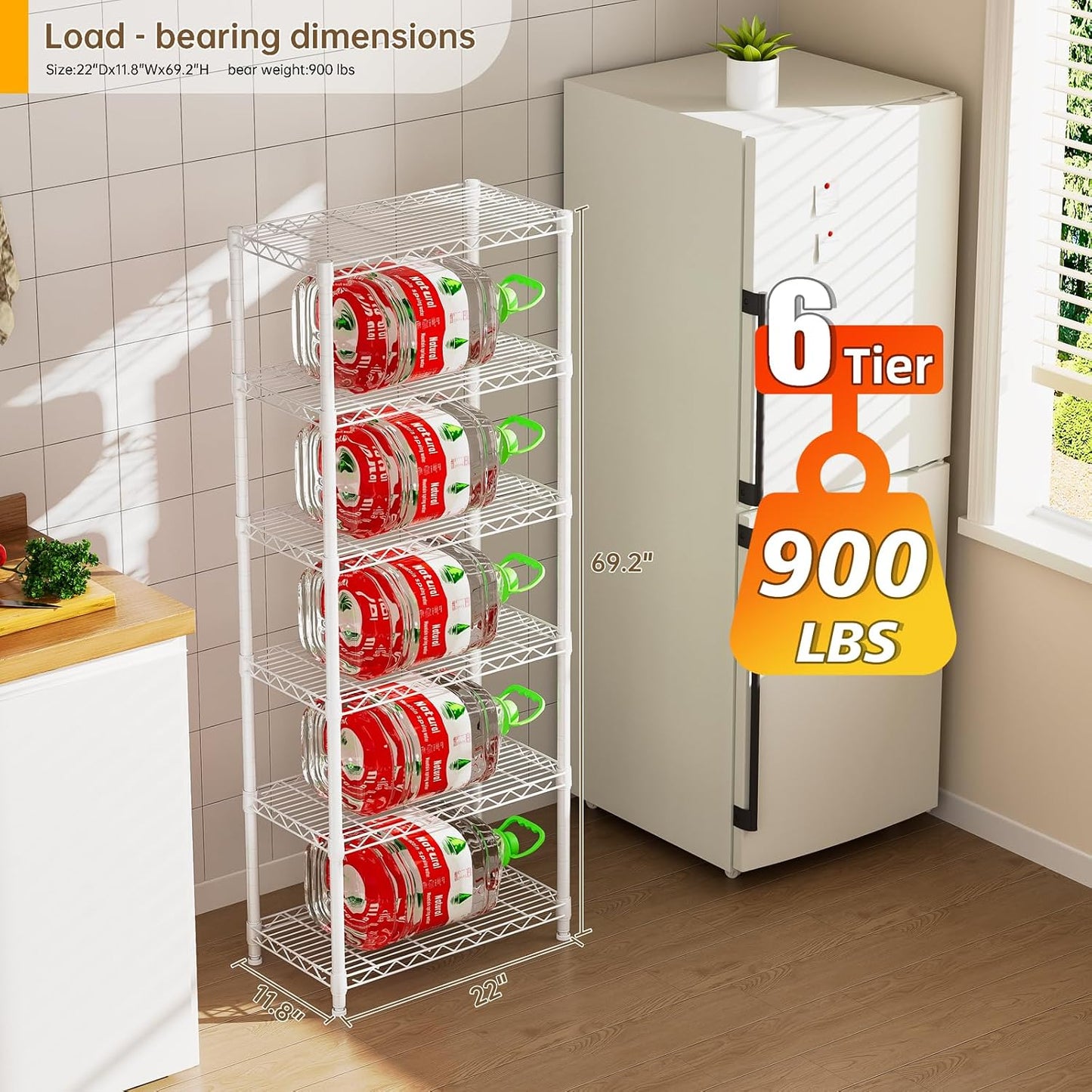 Golpart 4 Tier Adjustable Storage Shelves Metal Utility Shelf Wire Shelving Unit Organizer Rack for Home Kitchen Office Bathroom Pantry Room 12" D x 18" W x 44" H