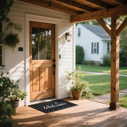 Yimobra Welcome Mat, Heavy Duty Sturdy Door Mats for Home Entrance Outdoor Indoor, Front Doormat for Outside Patio Floor Entry Porch Garage Office, Waterproof, Low Profile, 29.5x17, Black Grey