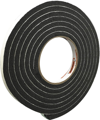 Frost King R338H Self-Stick Rubber Foam Weatherseal, 3/8"W, 3/16"T, Black|Blacks
