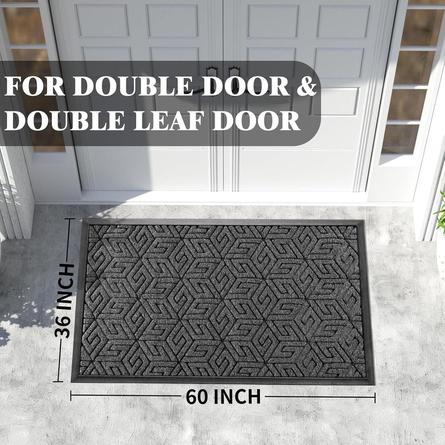 Yimobra Doormat Outdoor Entrance 29.5x17, All-Weather Waterproof Outdoor Mats for Front Door, Non Slip Welcome Door Mat for Patio Proch Outside Entryway Indoor, Black