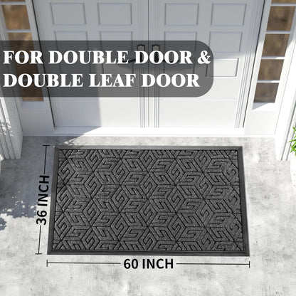 Yimobra Doormat Outdoor Entrance 29.5x17, All-Weather Waterproof Outdoor Mats for Front Door, Non Slip Welcome Door Mat for Patio Proch Outside Entryway Indoor, Black