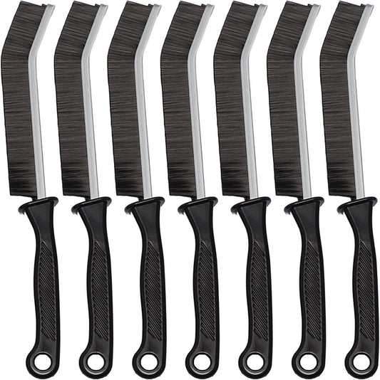7 Pcs Hard Bristle Crevice Cleaning Brush Set - for Grout, Tight Spaces & Gap Cleaning, Deep Reach Narrow Scrubber Tools for Bathroom Tiles, Kitchen Sink, Window Tracks & Car Vents, Home Essentials