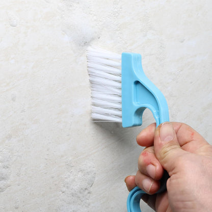 Slick- Window Track Cleaning Brush, 2 Pack, Blue Ergonomic Handle | Built-in Scraper, Multipurpose Window Track Cleaning Tool for Sliding Doors, Windows, Corners, Dust, Dirt & Narrow Gaps