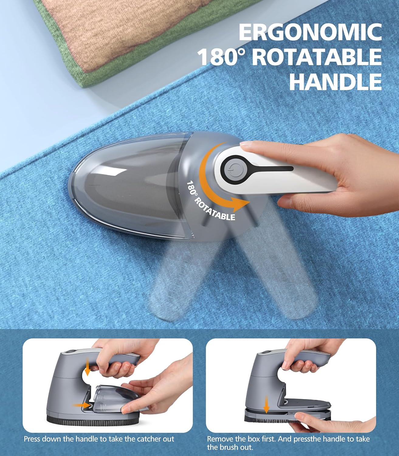 POPCHOSE Fabric Shaver, Lint Remover for Clothes, Lint Shaver with 6-Leaf Blades & 2 Speed, 2000mAh Rechargeable, Sweater Shavers to Remove Pilling, Electric Lint Remover for Couch, Furniture, Fuzz