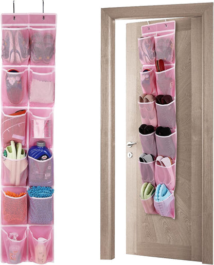 GOMAJI Over the Door 12 Pocket Hanging Shoe Organizer, Gray