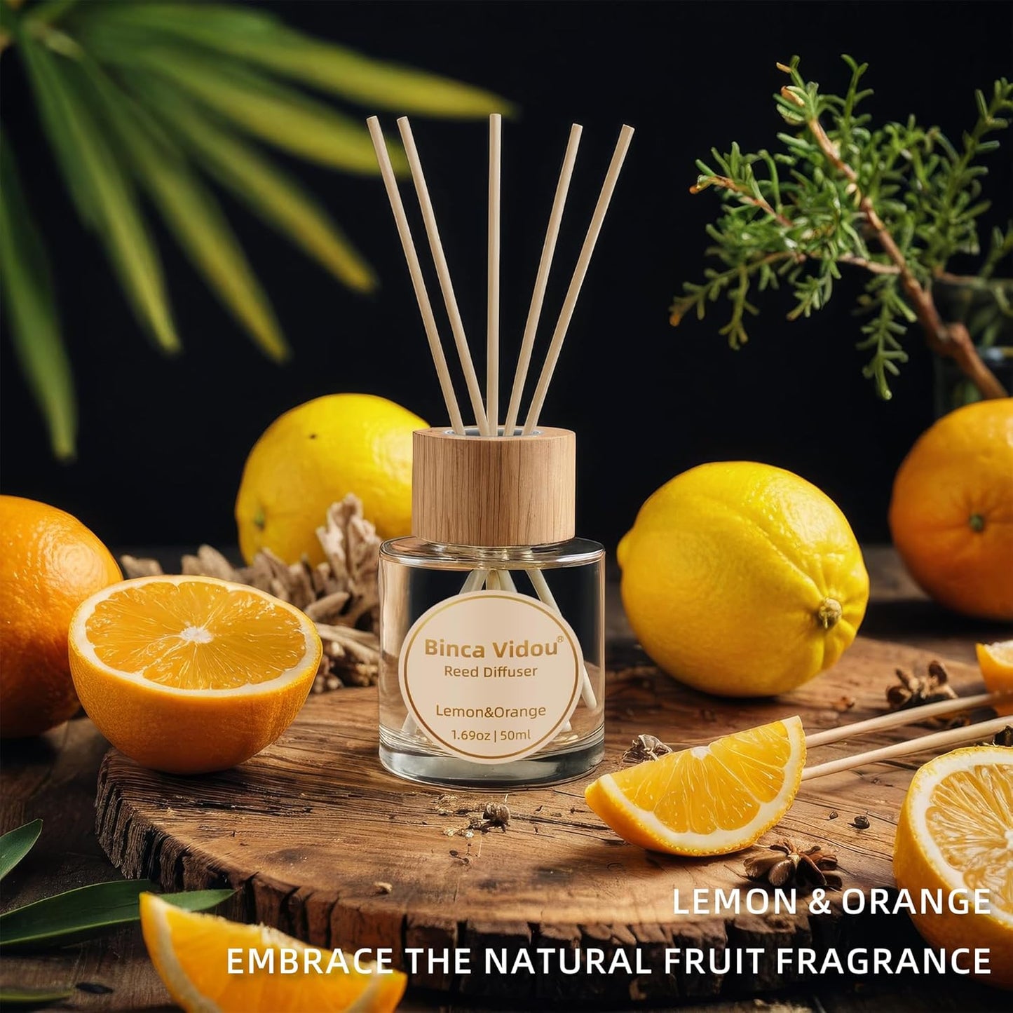 Reed Diffuser Set, Binca Vidou Lavender & Vanilla Natural Scent Oil Diffusers with Sticks for Home Office Bathroom Aromatherapy Decor 1.69oz x 2