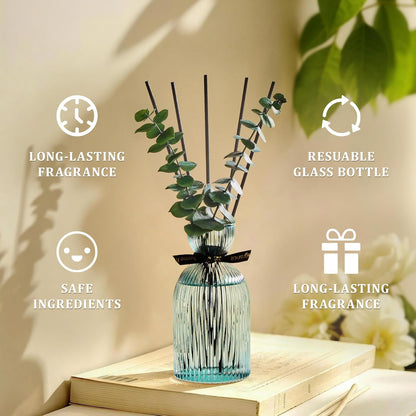 Airkeep Reed Diffuser Set 6.76 oz – Cherry Blossom Home Fragrance with Eucalyptus Sticks – Decorative Glass Bottle for Bathroom, Bedroom & Living Room Décor – Gift Ready