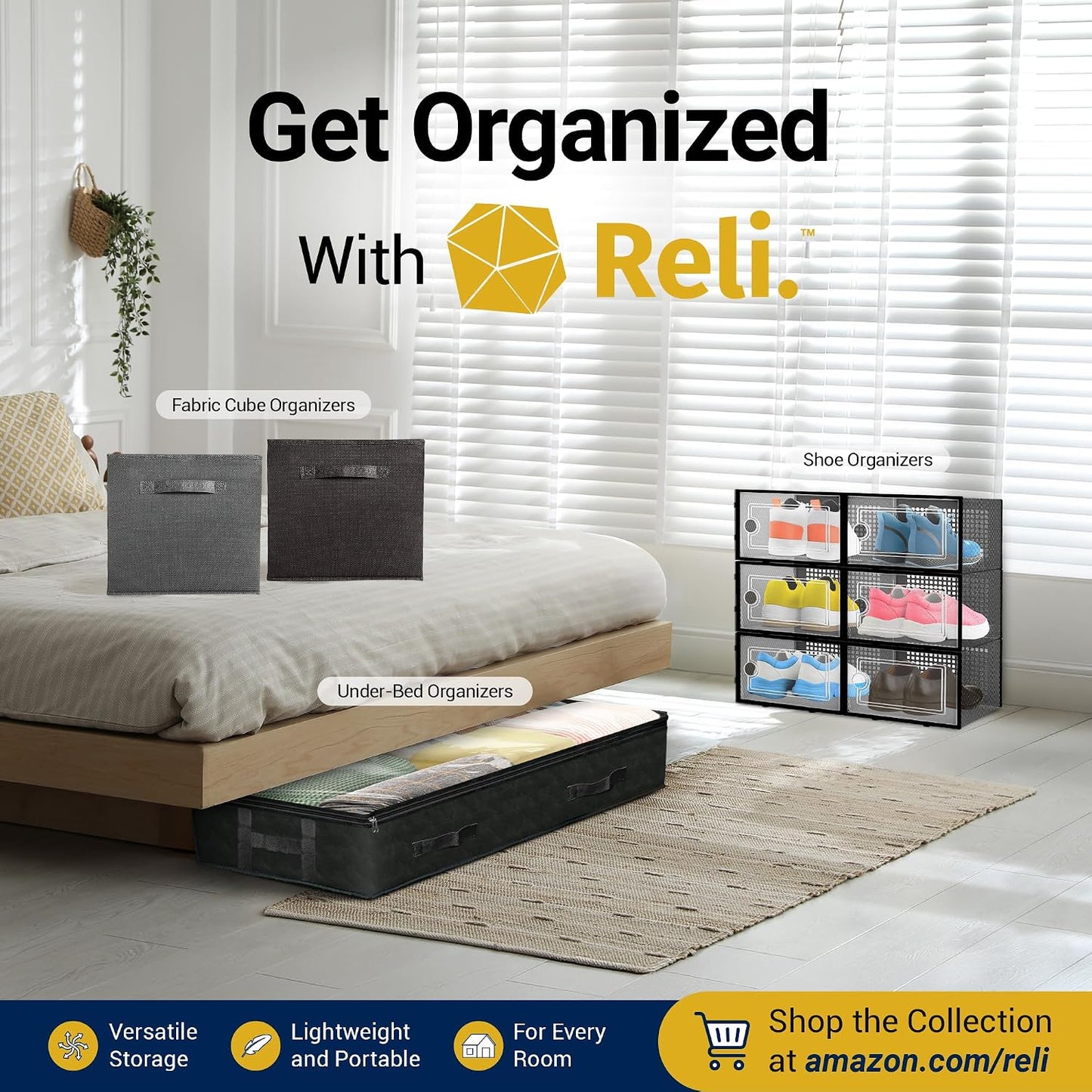 Reli. Moving Bags Heavy Duty (2 Pack) | Extra Large Totes for Storage & Packing | Small Space & Dorm Room Essentials | Packing Bags with Handles & Zippers | Alternative to Moving Boxes (Clear)
