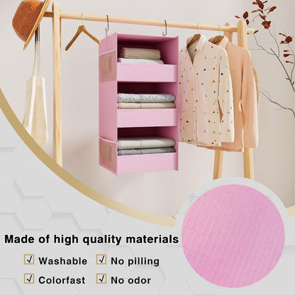 3-Shelf Hanging Closet Organizer, Washable Foldable Storage, Dark Gray | Front lip keeps items secure; side pockets add room; Oxford fabric handles towels, shirts, baby items, dorms, RVs or travel.