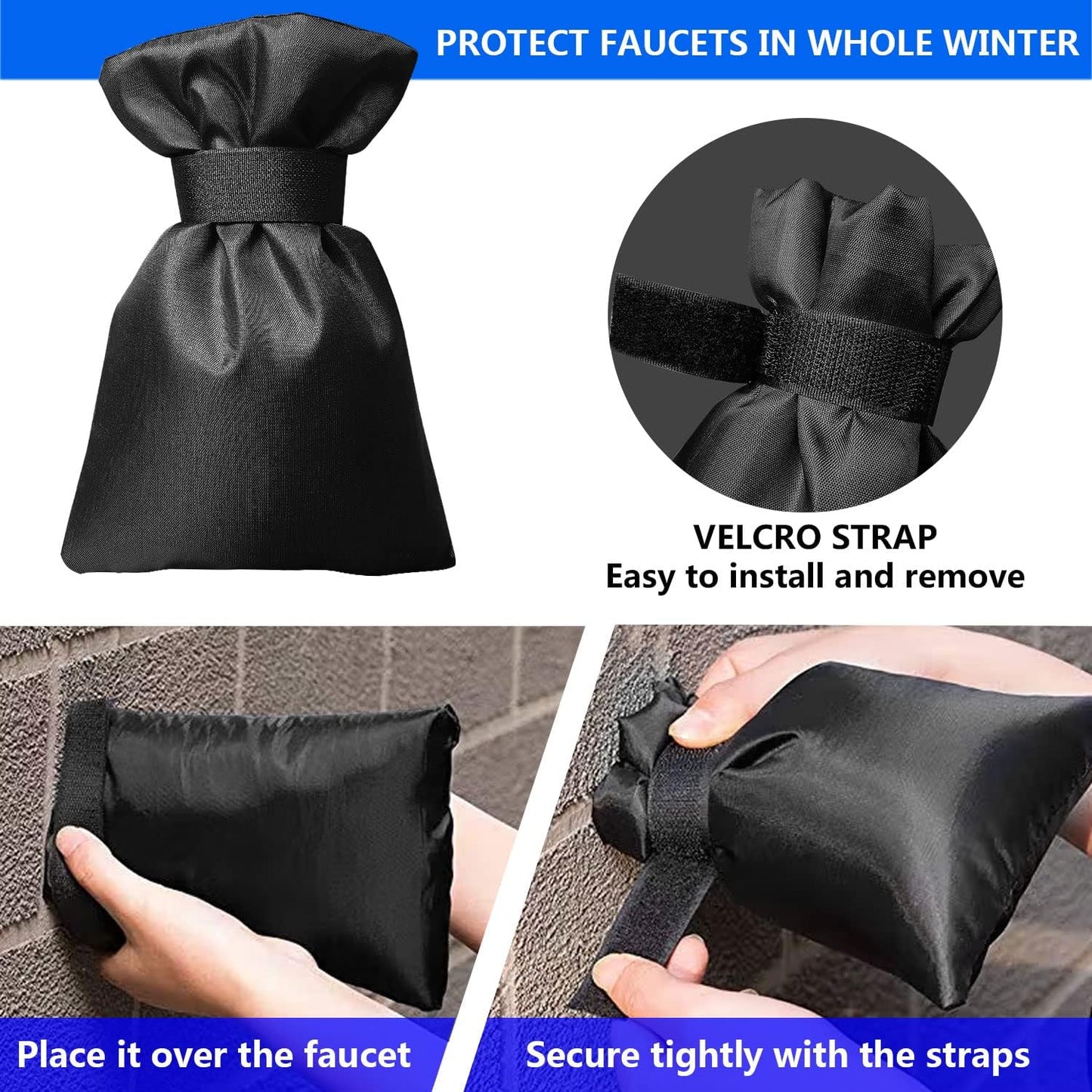 Outdoor Faucet Covers for Winter Freeze Protection, 2 Pack 8.8" H X 5.9" W Outside Winterize Insulation Hose Bib Water Spigot Cover Winter Insulated Outdoor Sock Faucet Cover for Cold Weather