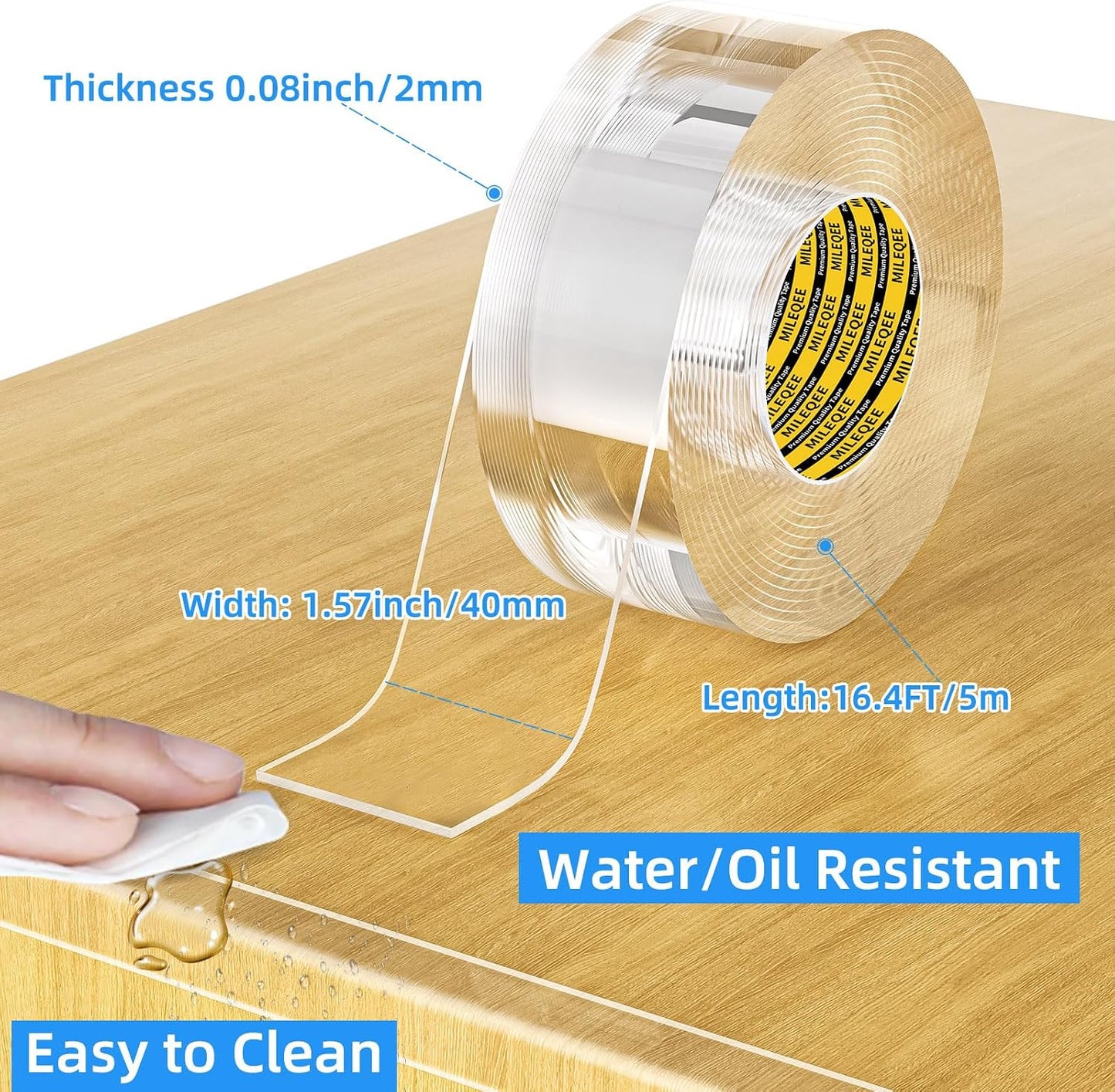2Pack Clear Edge Protector Strip, 0.8in x 9.84FT(19.68FT Total), Sharp Edge Wrap Cover Tape, Self Adhesive Protective Bumper Guards for Cabinet Door Desk Glass Table Furniture, Kitchen Countertop