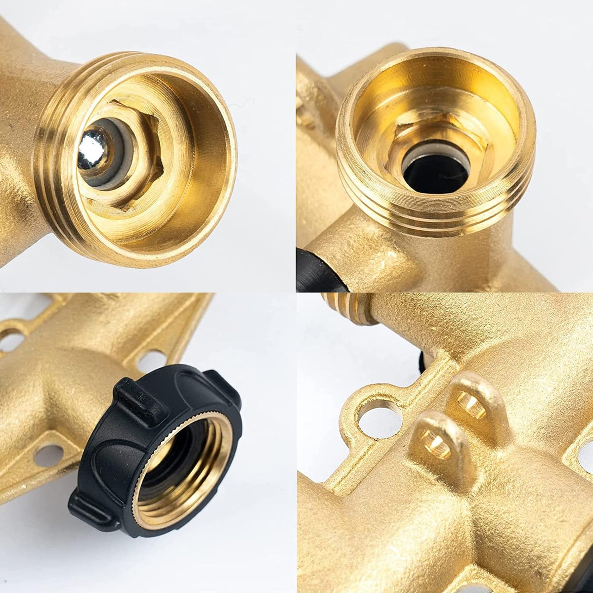 Biswing 2 Pack Garden Hose Splitter 2 Way, Heavy Duty Brass Connector Tap Splitter, Y Splitter 2 Valves with 4 Extra Rubber Washers