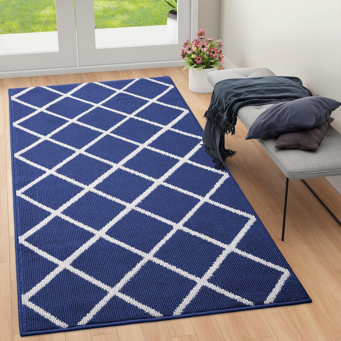 Finchitty Indoor Door Mat, Dirt Resistant and Absorbent, Low-Profile, Non-Slip, Washable Inside Floor Mats for Front Door, Back, and Entrance, 32" x 20", Grey