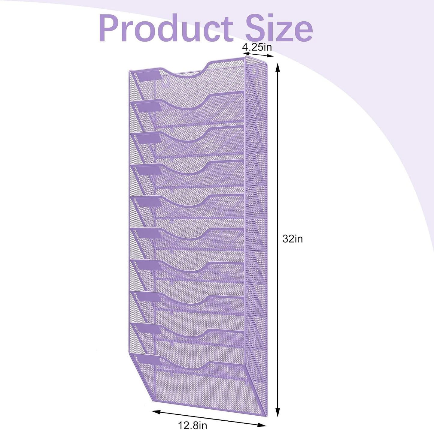 EasyPAG 5 Pocket Mesh Wall File Organizer with Key Hooks, Hanging Paper Folder Holder with Classify Label, Vertical Wall Mount Mail Organizer for Office Home Classroom, Black