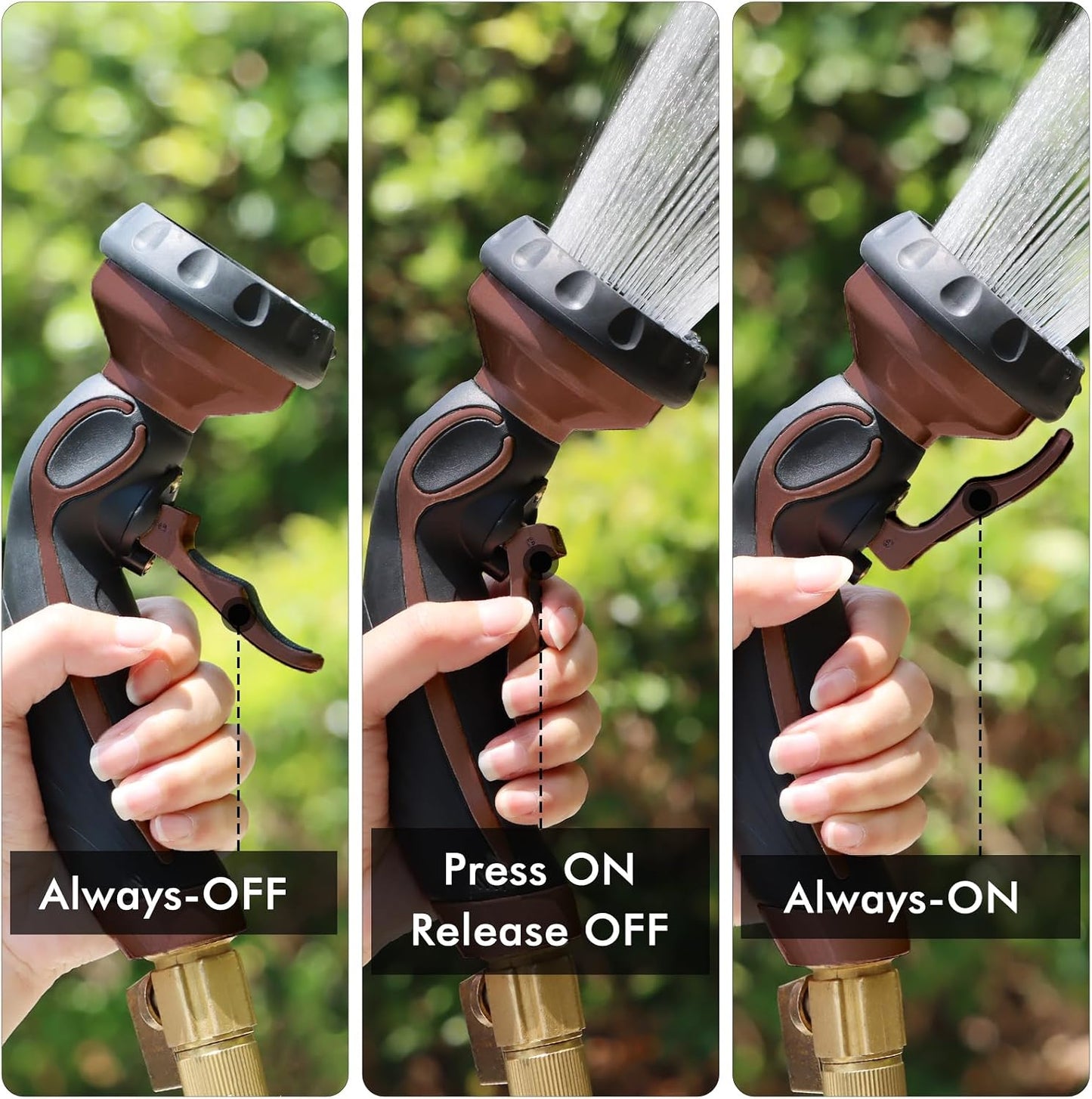 RESTMO Hose Nozzle with Easy Self-Lock Trigger, Heavy Duty Metal Water Hose Sprayer with 9 Spray Patterns and On/Off Valve, Ideal for Outdoor Lawn & Garden Watering, Car & Pet Washing