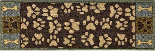 Stair Treads for Wooden Steps Indoor 8.5” x 26” Slip Resistant Machine Washable Staircase Carpet Mat, Safe for Elders, Kids and Pets Chain Border Design Brown Color, 1 Piece