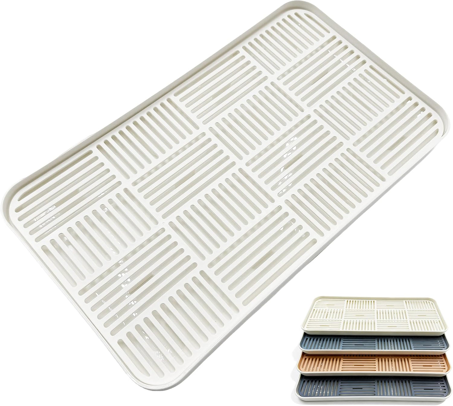 2-in-1 Kitchen Sink Caddy Organizer with Plastic Drain Grate, Double-Layer Drain Sponge Soap Holder & Food Fruit Vegetable Drain Tray for Sink Countertop Home Kitchen Restaurant Hotel, Grey (1 Pack)