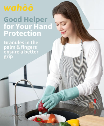 LANON Protection wahoo PVC Dishwashing Cleaning Gloves, Reusable Unlined Kitchen Gloves, Non-Slip, Large