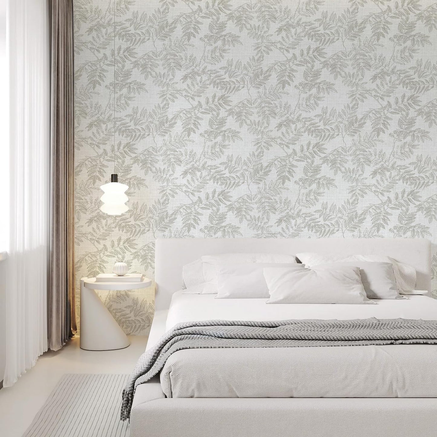 Neutral Leaf Peel and Stick Wallpaper Boho Contact Paper for Cabinets and Drawers Modern Removable Self Adhesive Wallpaper for Bedroom Bathroom Waterproof Contact Paper Beige 78.7inL 17.3inW