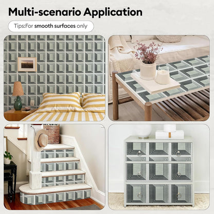 17"x118" Peel and Stick Wallpaper for Renter Friendly, Removable Wallpaper Peel and Stick, Self-Adhesive Textured Contact Paper for Walls, Cabinets, Countertops(Geometric Clay)