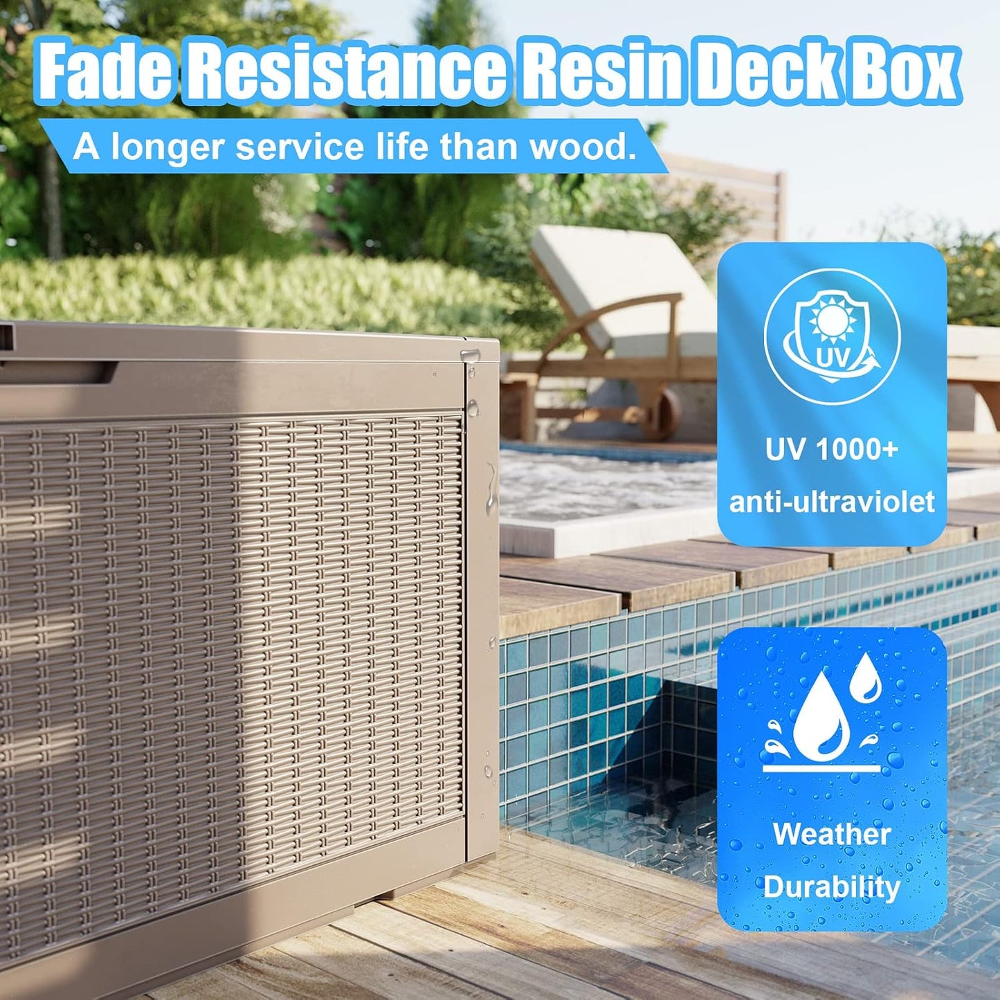 DRATO 180 Gallon Outdoor Storage Box, Large Waterproof Deck Box, Lockable Resin Storage Container with Reinforced Support for Patio Cushions, Garden Tools, UV-Resistant Outdoor Chest（Black，180 Gallon）